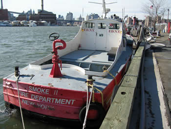 Fireboat at dock in NYC