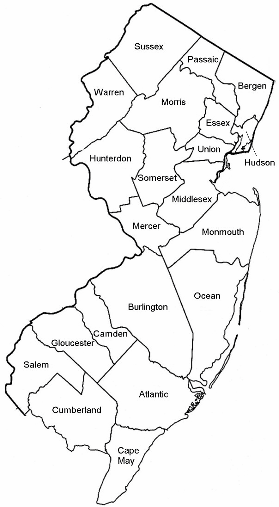 County Map Nj State Biking in New Jersey, County Facilities, Recreation, Commuter 